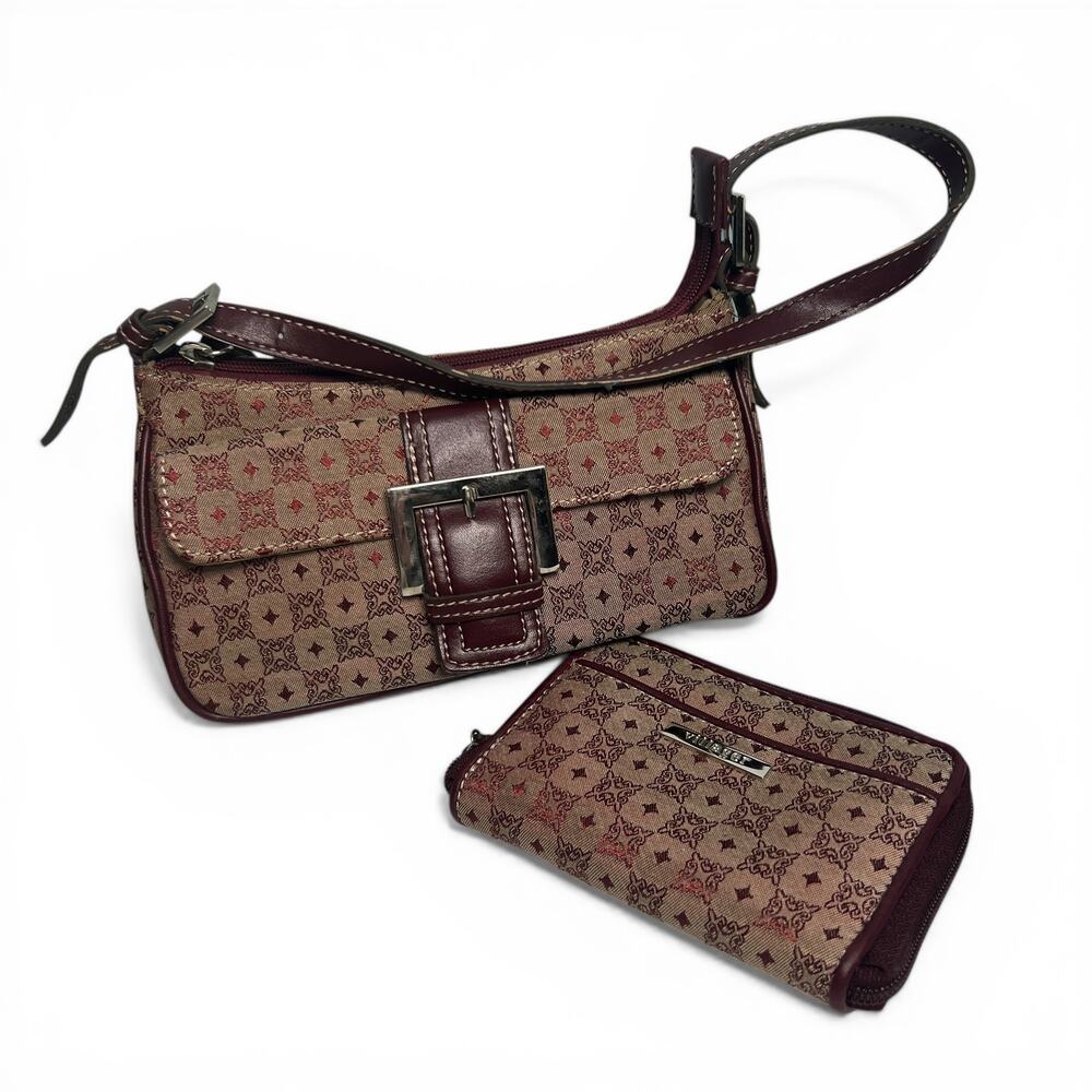 Vintage Y2K Villager Baguette Shoulder Bag Wallet Wine Tapestery Purse Handbag